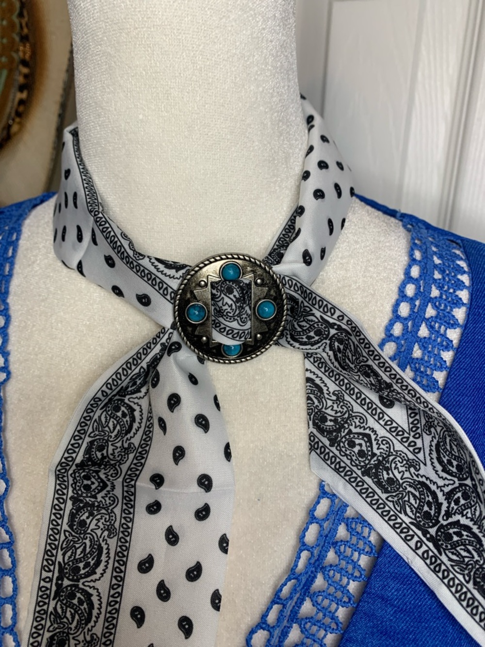 WESTERN Silver and Turquoise Accessory for Scarves and Jewelry